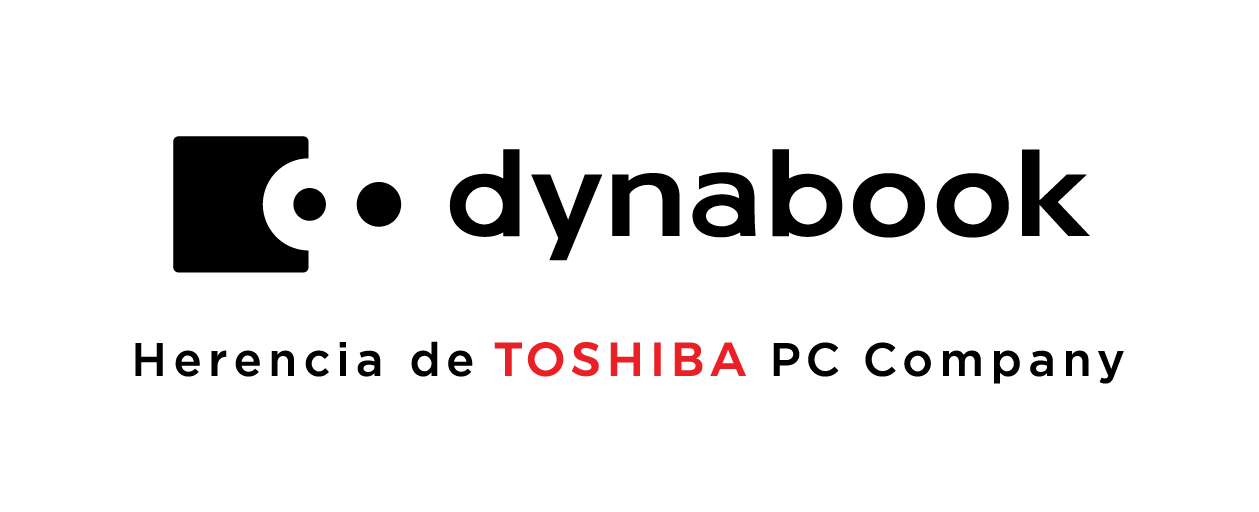 Dynabook and Toshiba strapline lockup (vertical)_ES_BLACK-RED